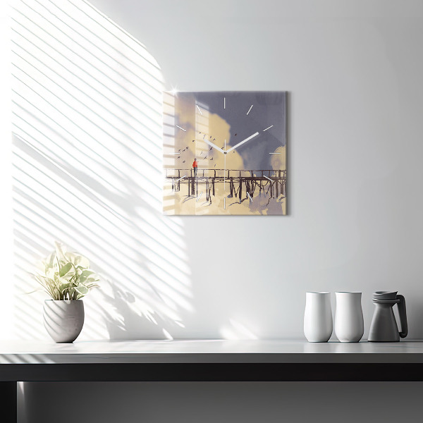 Orologio quadrato Uomo sul vecchio ponte