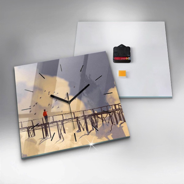 Orologio quadrato Uomo sul vecchio ponte