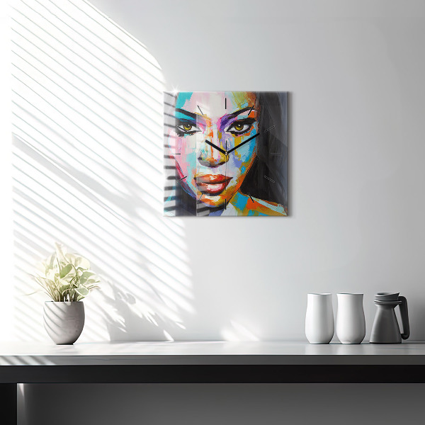 Orologio quadrato Volto di donna colorato