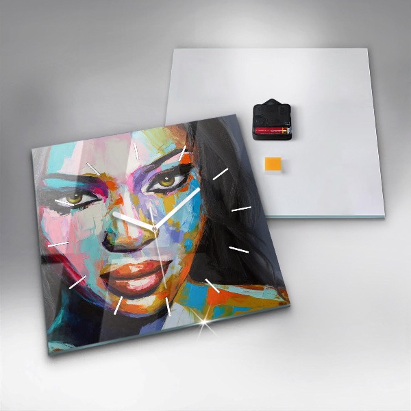 Orologio quadrato Volto di donna colorato