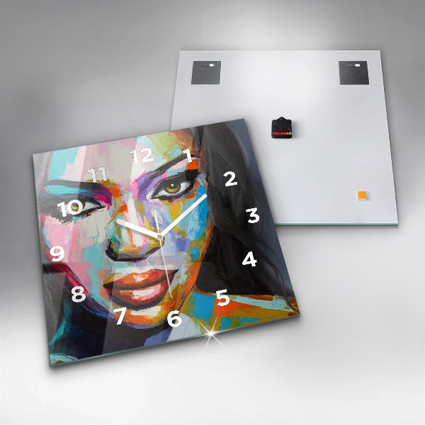 Orologio quadrato Volto di donna colorato
