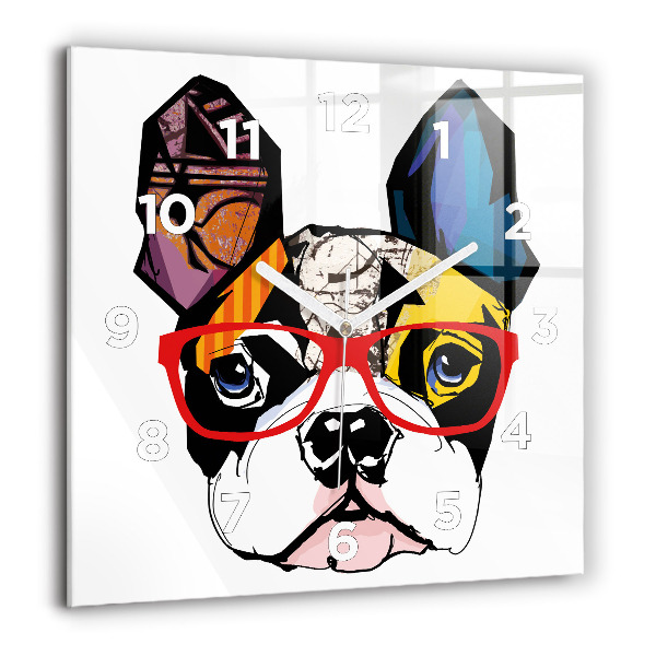 Orologio quadrato Bulldog francese con gli occhiali
