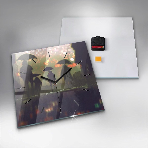 Orologio quadrato Persone con ombrelli