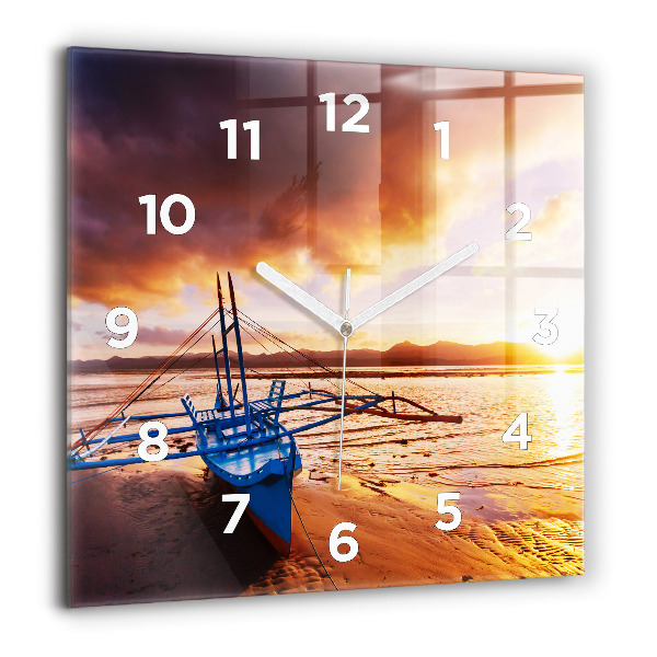 Orologio quadrato Barca e tramonto
