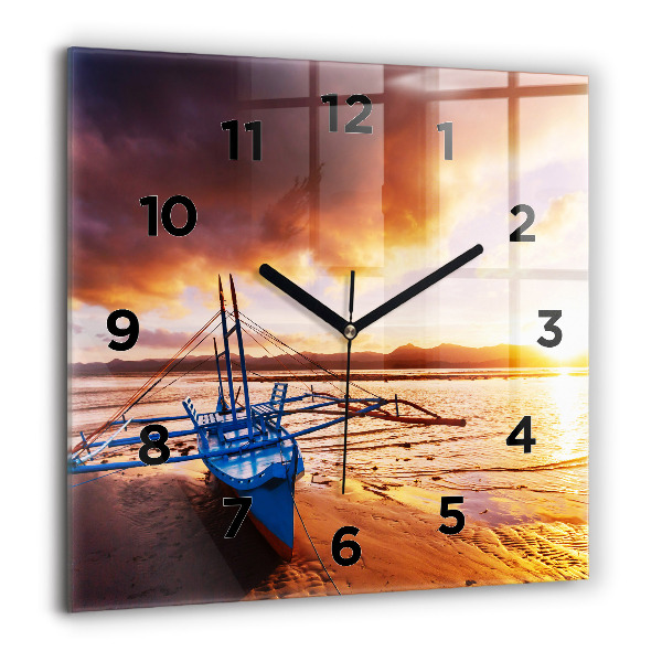 Orologio quadrato Barca e tramonto