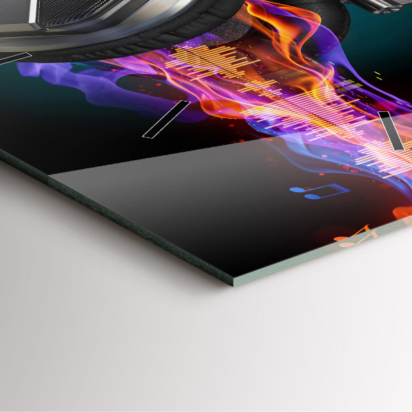 Orologio quadrato Cuffie e onde sonore