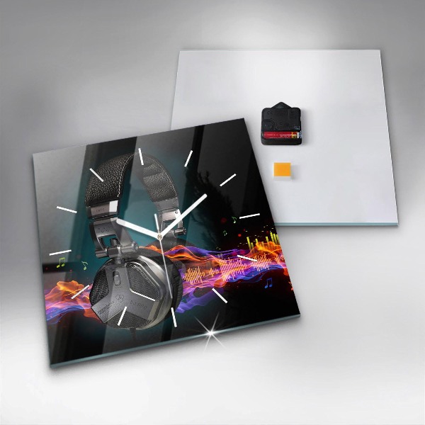 Orologio quadrato Cuffie e onde sonore