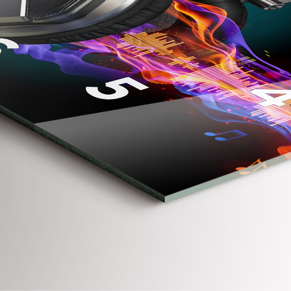 Orologio quadrato Cuffie e onde sonore