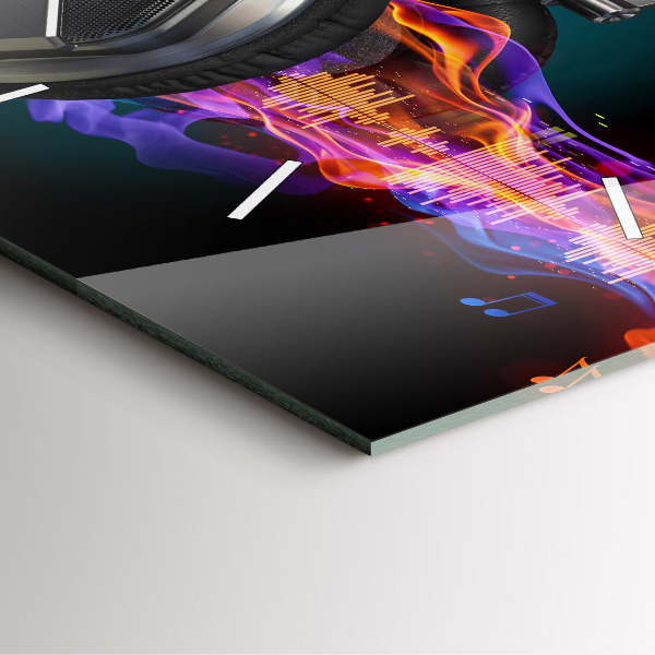 Orologio quadrato Cuffie e onde sonore