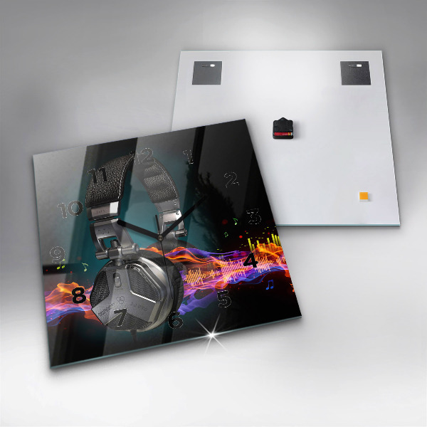 Orologio quadrato Cuffie e onde sonore