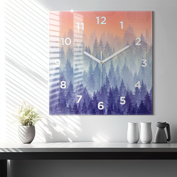 Orologio quadrato Foresta nella nebbia