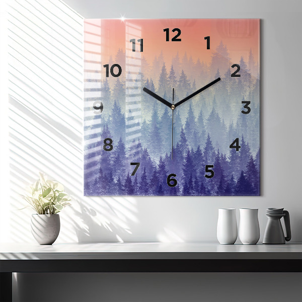 Orologio quadrato Foresta nella nebbia