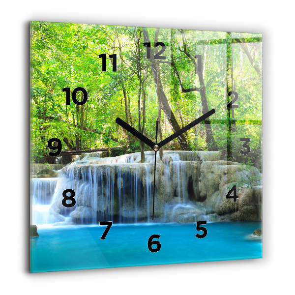 Orologio quadrato Cascata nella foresta