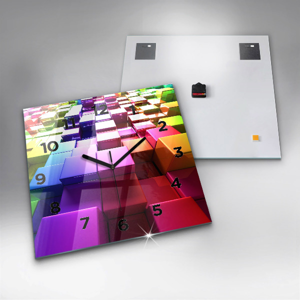 Orologio quadrato Cubi colorati