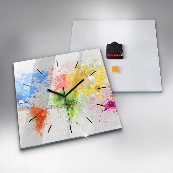 Orologio quadrato Mappa del mondo su carta