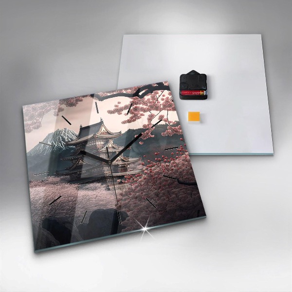 Orologio quadrato Torre e fiori in Asia