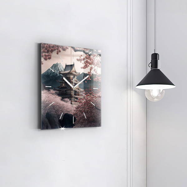 Orologio quadrato Torre e fiori in Asia