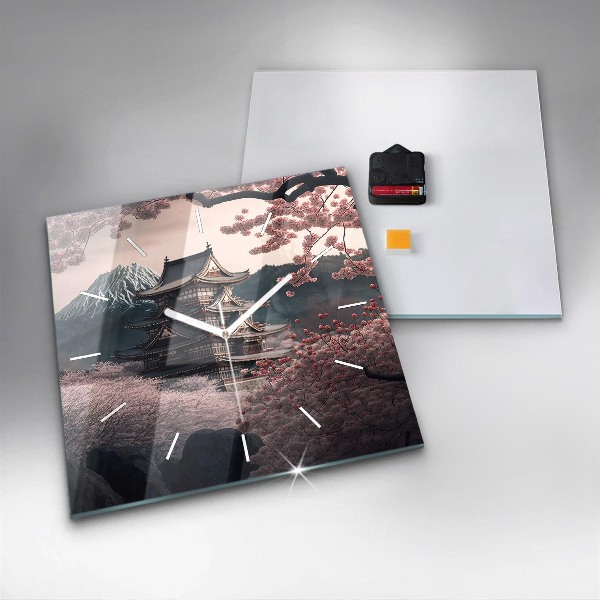 Orologio quadrato Torre e fiori in Asia