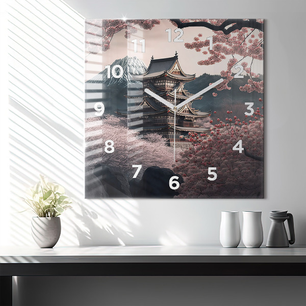 Orologio quadrato Torre e fiori in Asia