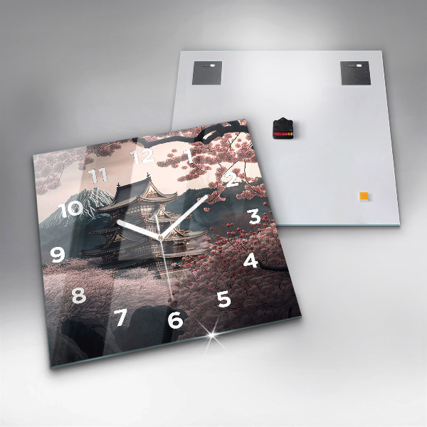 Orologio quadrato Torre e fiori in Asia