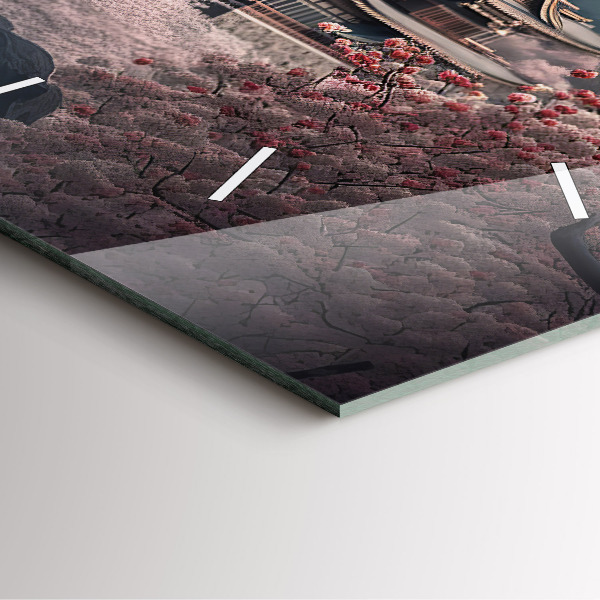 Orologio quadrato Torre e fiori in Asia