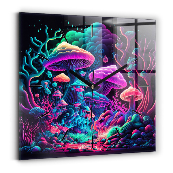 Orologio quadrato Funghi al neon