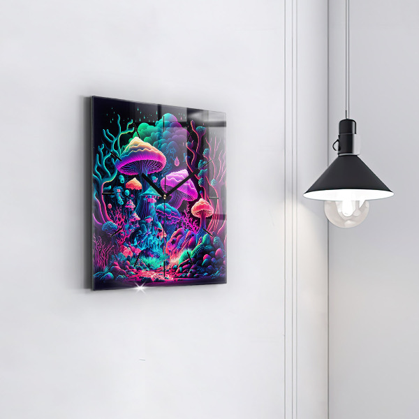 Orologio quadrato Funghi al neon