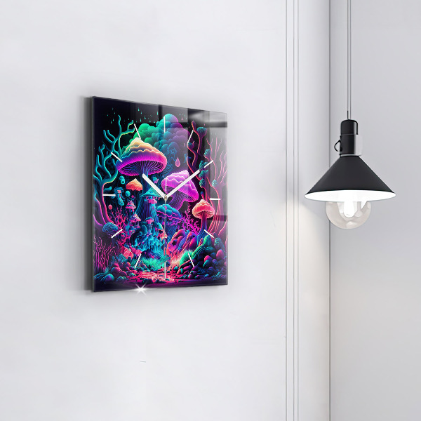 Orologio quadrato Funghi al neon