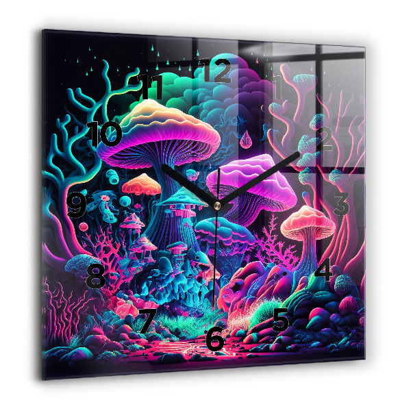 Orologio quadrato Funghi al neon