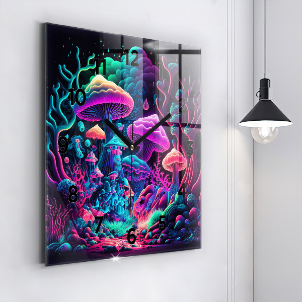Orologio quadrato Funghi al neon