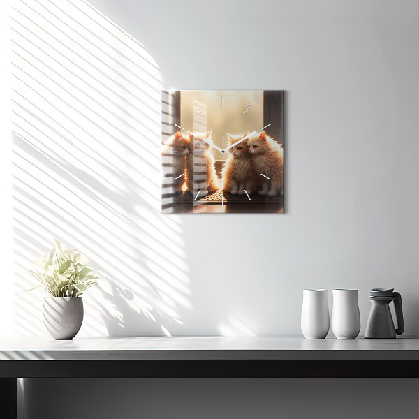 Orologio quadrato Quattro gattini al sole
