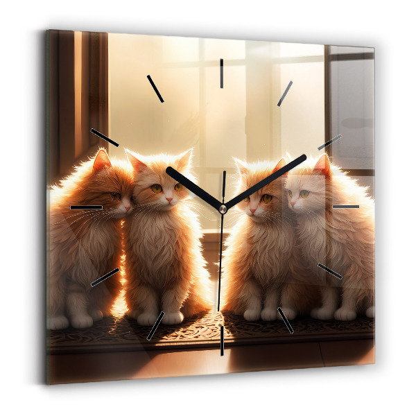 Orologio quadrato Quattro gattini al sole