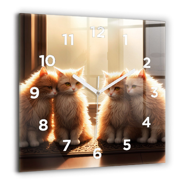 Orologio quadrato Quattro gattini al sole
