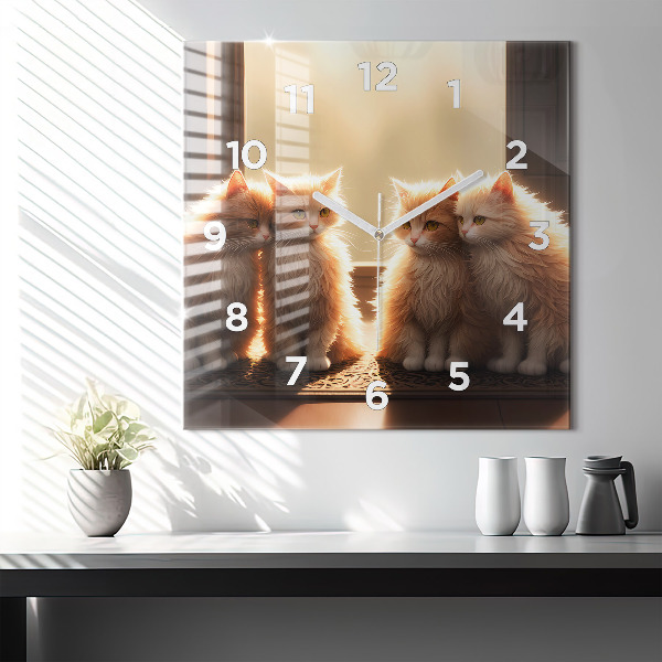 Orologio quadrato Quattro gattini al sole