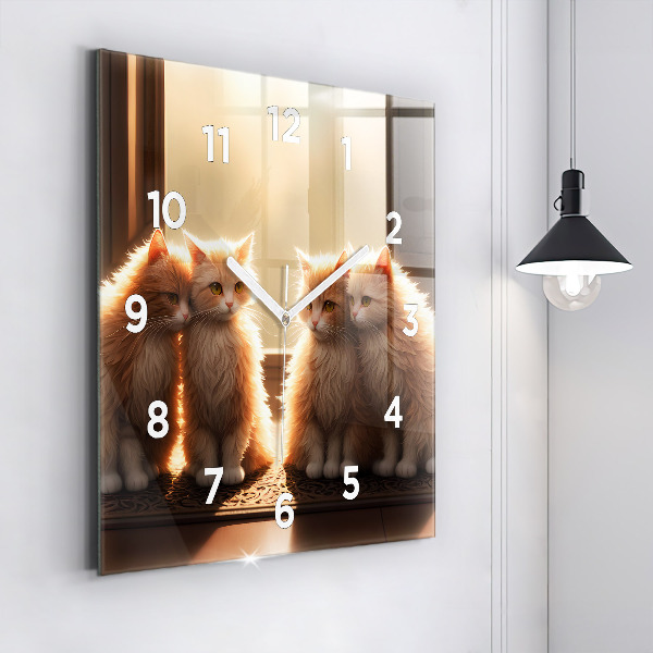 Orologio quadrato Quattro gattini al sole