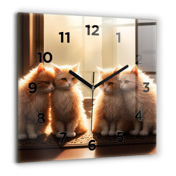 Orologio quadrato Quattro gattini al sole