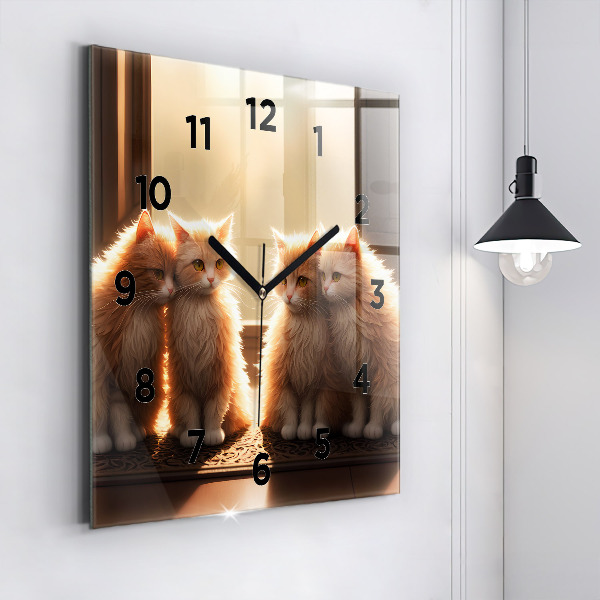 Orologio quadrato Quattro gattini al sole
