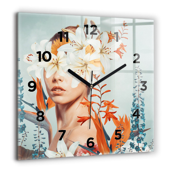 Orologio quadrato Donna con fiori