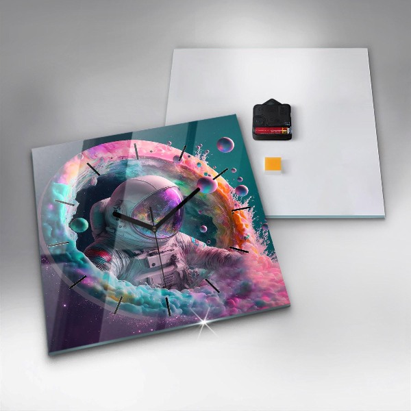 Orologio quadrato Cosmonauta e nuvole colorate