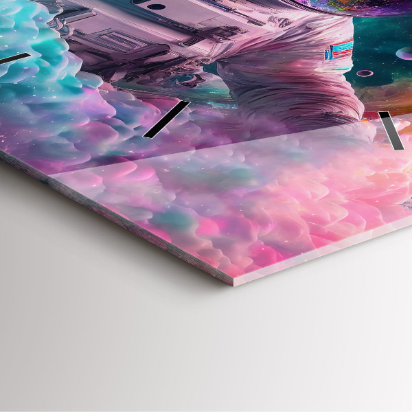 Orologio quadrato Cosmonauta e nuvole colorate