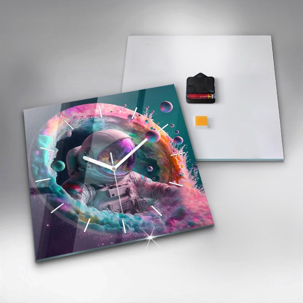 Orologio quadrato Cosmonauta e nuvole colorate