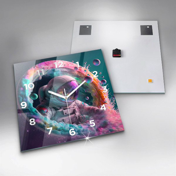 Orologio quadrato Cosmonauta e nuvole colorate