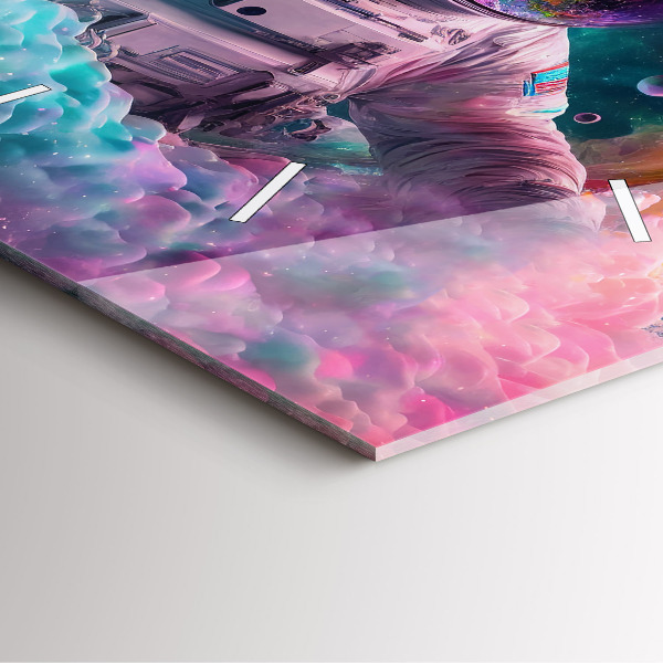 Orologio quadrato Cosmonauta e nuvole colorate