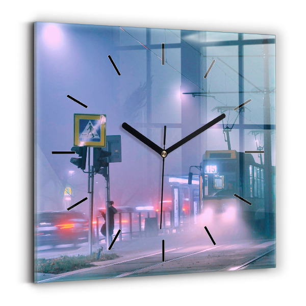 Orologio quadrato Varsavia nella nebbia