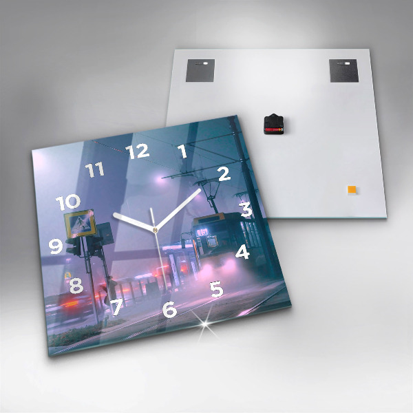 Orologio quadrato Varsavia nella nebbia