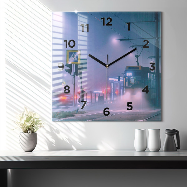 Orologio quadrato Varsavia nella nebbia