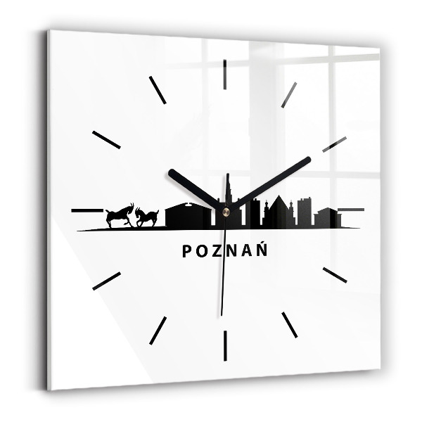 Orologio quadrato in vetro Grafica panoramica di Poznan