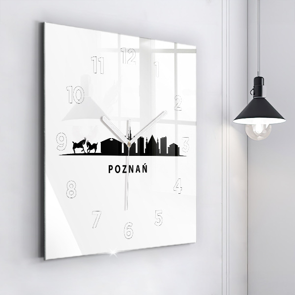 Orologio quadrato in vetro Grafica panoramica di Poznan