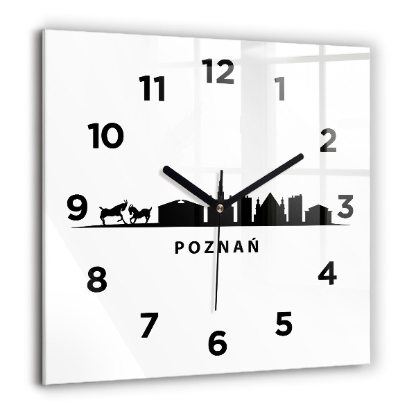 Orologio quadrato in vetro Grafica panoramica di Poznan