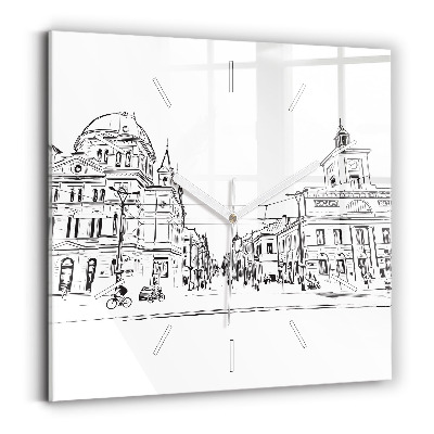 Orologio quadrato in vetro Illustrazione della città di Poznań